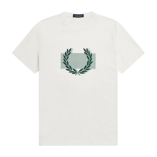 Fred Perry Color Bloc Laurel Wreath T-Shirt Snow White. Foto da parte da frente.