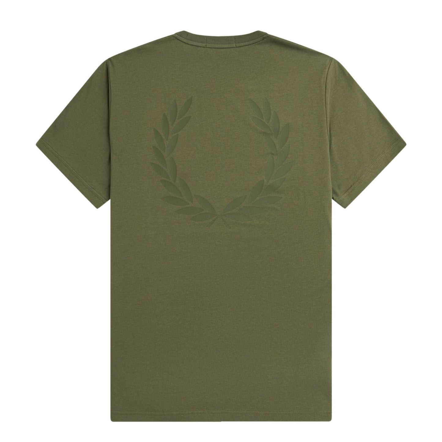 Fred Perry Rear Powder Laurel Graphic T-Shirt Uniform Green. Foto da parte de trás.