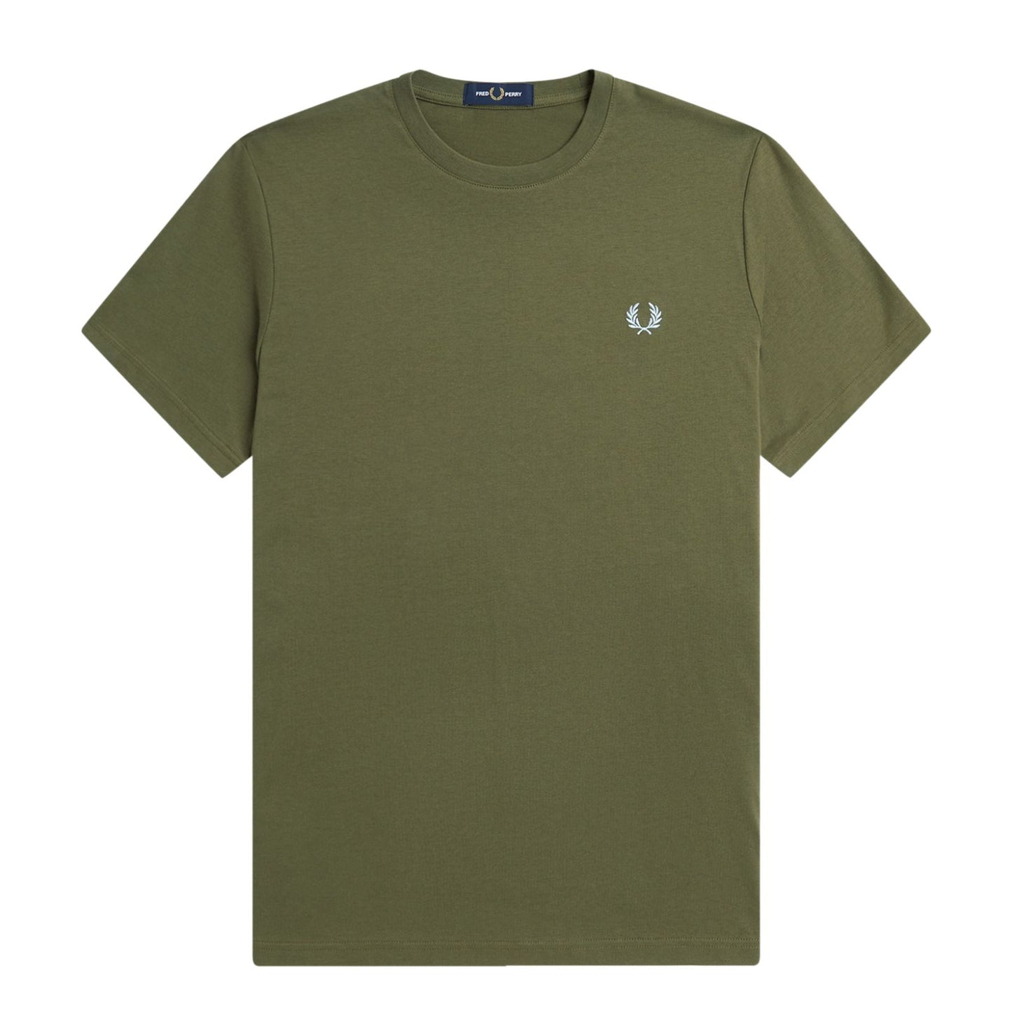 Fred Perry Rear Powder Laurel Graphic T-Shirt Uniform Green. Foto da parte da frente.