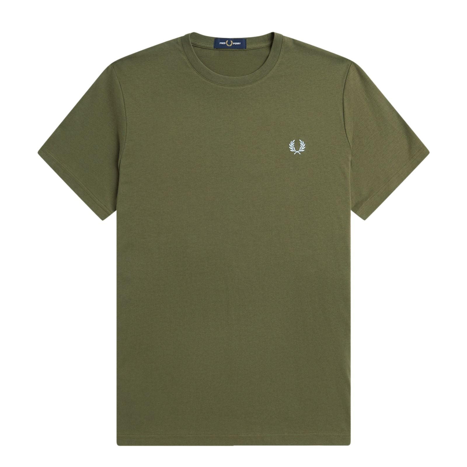 Fred Perry Rear Powder Laurel Graphic T-Shirt Uniform Green. Foto da parte da frente.