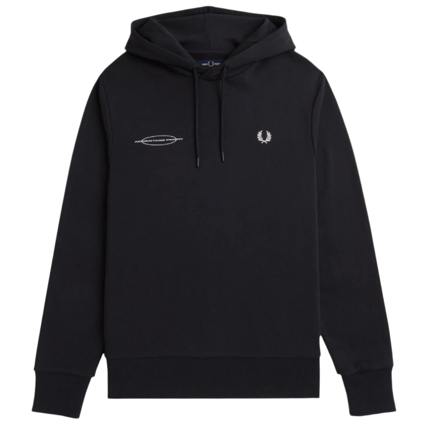 Fred Perry Advantage Perry Hooded Sweatshirt Black. Foto da parte da frente.