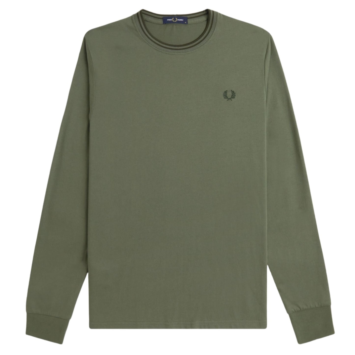 Fred Perry Twin Tipped Long Sleeve T-Shirt Laurel Wreath Green/Night Green. Foto da parte de trás.