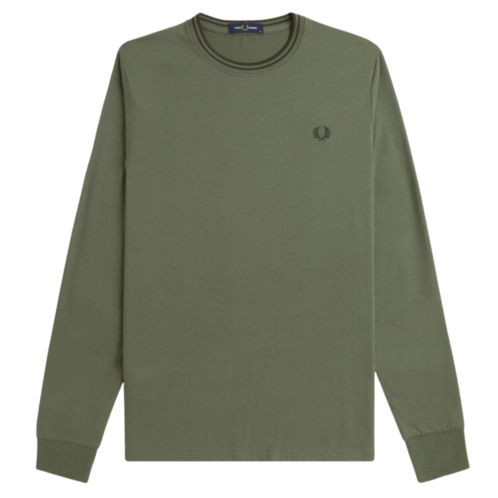 Fred Perry Twin Tipped Long Sleeve T-Shirt Laurel Wreath Green/Night Green. Foto da parte de trás.