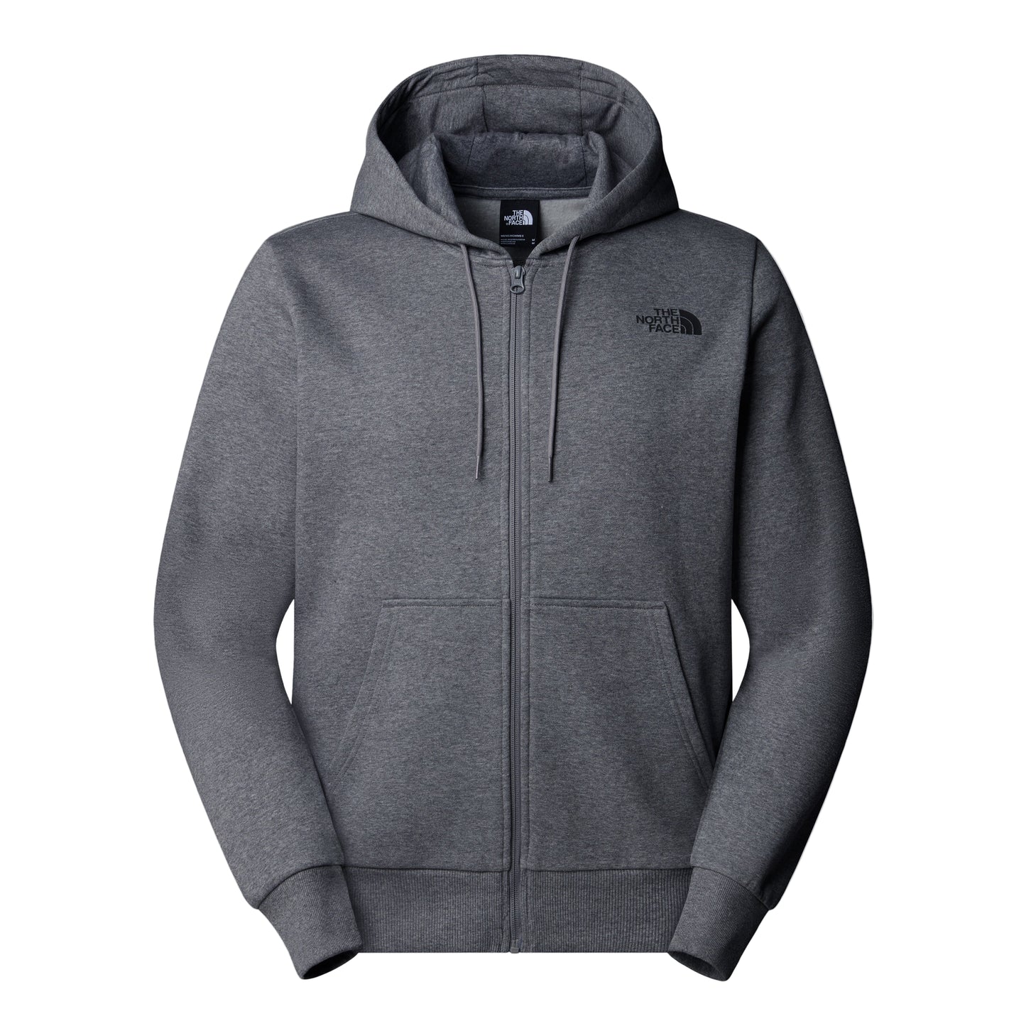 Casaco com carapuço para homem The North Face Simple Dome Full Zip em TNF Medium Grey Heather. Foto da parte da frente.