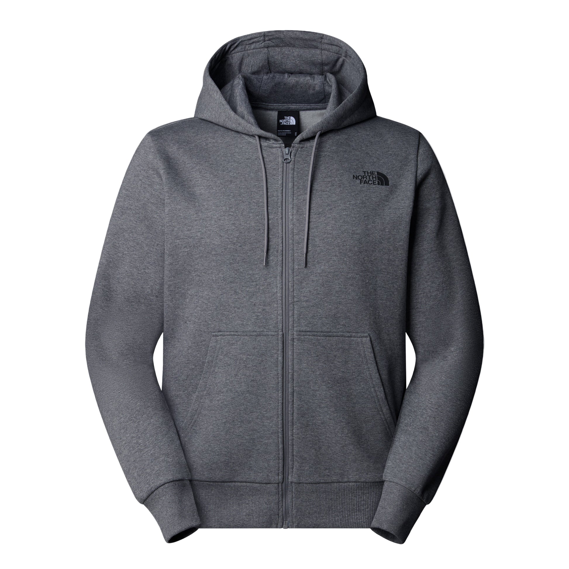 Casaco com carapuço para homem The North Face Simple Dome Full Zip em TNF Medium Grey Heather. Foto da parte da frente.