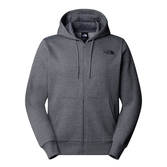 Casaco com carapuço para homem The North Face Simple Dome Full Zip em TNF Medium Grey Heather. Foto da parte da frente.