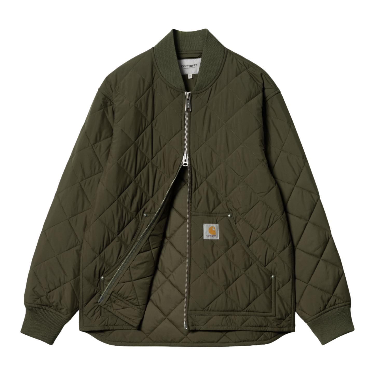 Carhartt WIP Myton Liner Office Green. Foto da parte da frente aberto.