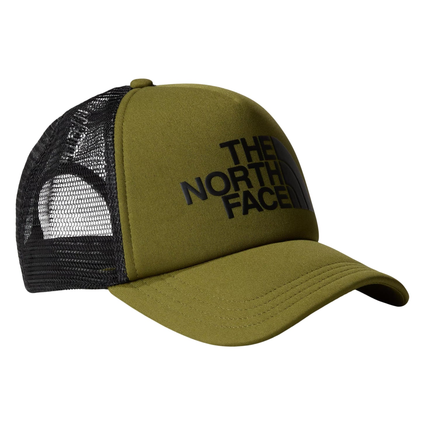 The North Face Logo Trucker Forest Olive/TNF Black. Foto da parte da frente.