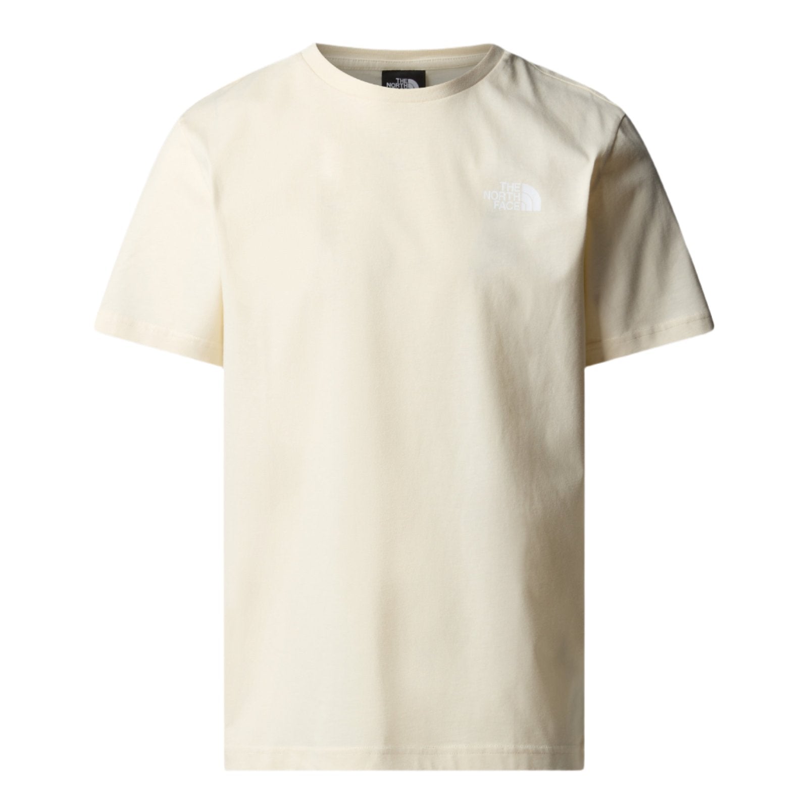 The North Face Redbox Short Sleeve T-Shirt White Dune/Muted Pine. Foto da parte da frente.