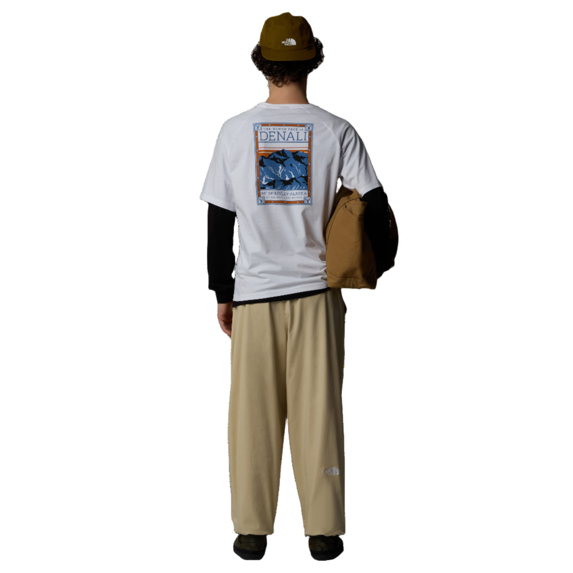 T-Shirt de manga curta para homem The North Face North Faces em TNF White. Foto da parte de trás da t-shirt vestida.