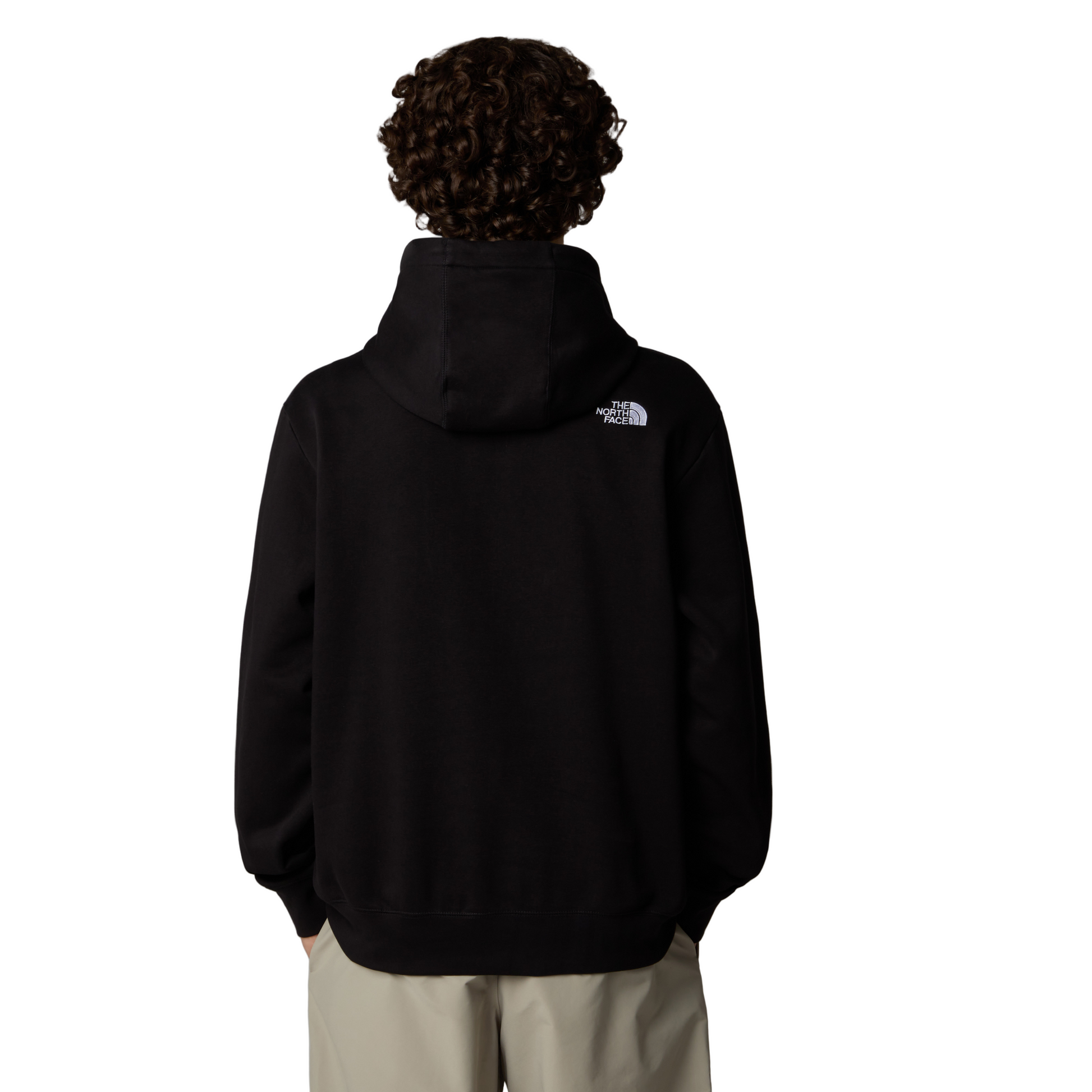 Sweat com carapuço para homem The North Face Essential Relaxed em TNF Black. Foto da parte de trás vestida.