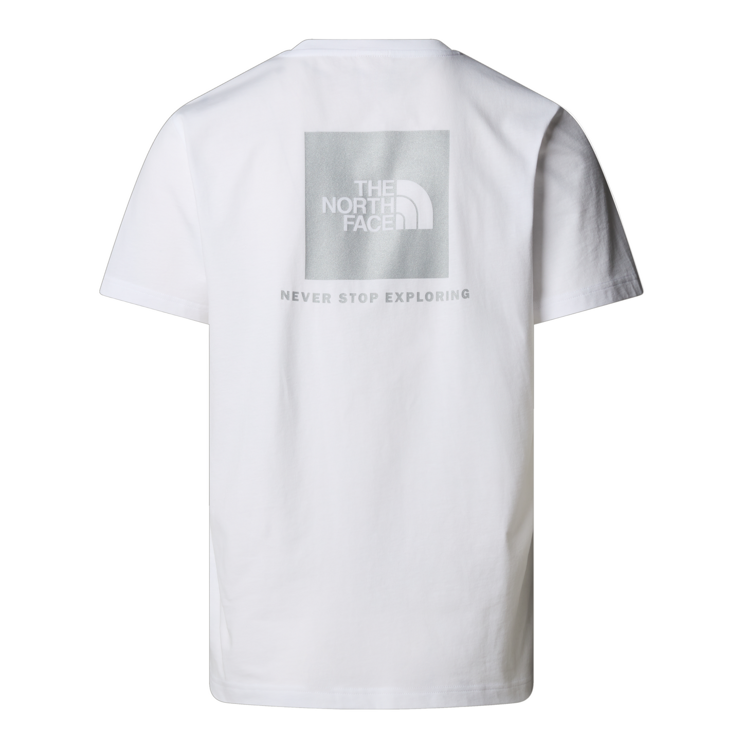 T-shirt de manga curta para homem The North Face NSE Box em TNF White Reflective. Foto da parte de trás.