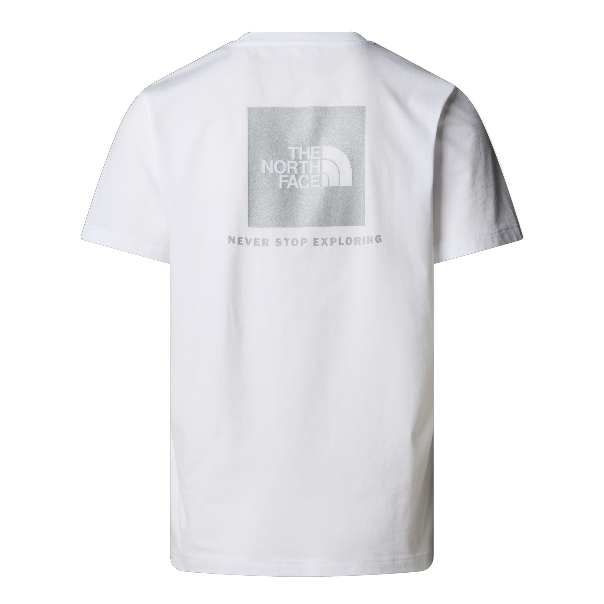 T-shirt de manga curta para homem The North Face NSE Box em TNF White Reflective. Foto da parte de trás.