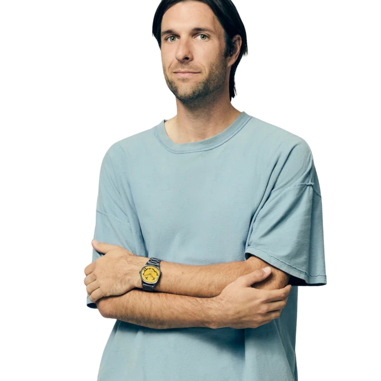 Relógio unissexo Nixon x Nirvana Sentry Wobble em Yellow Nirvana Smiley