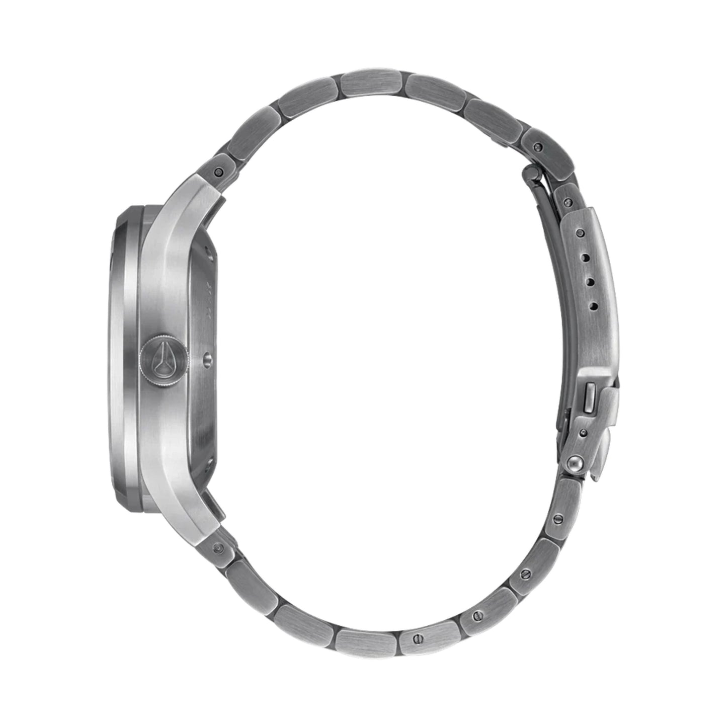 Relógio mecânico para homem Nixon Spectra Azul Marinho Sunray/Prateado. Foto da lateral.