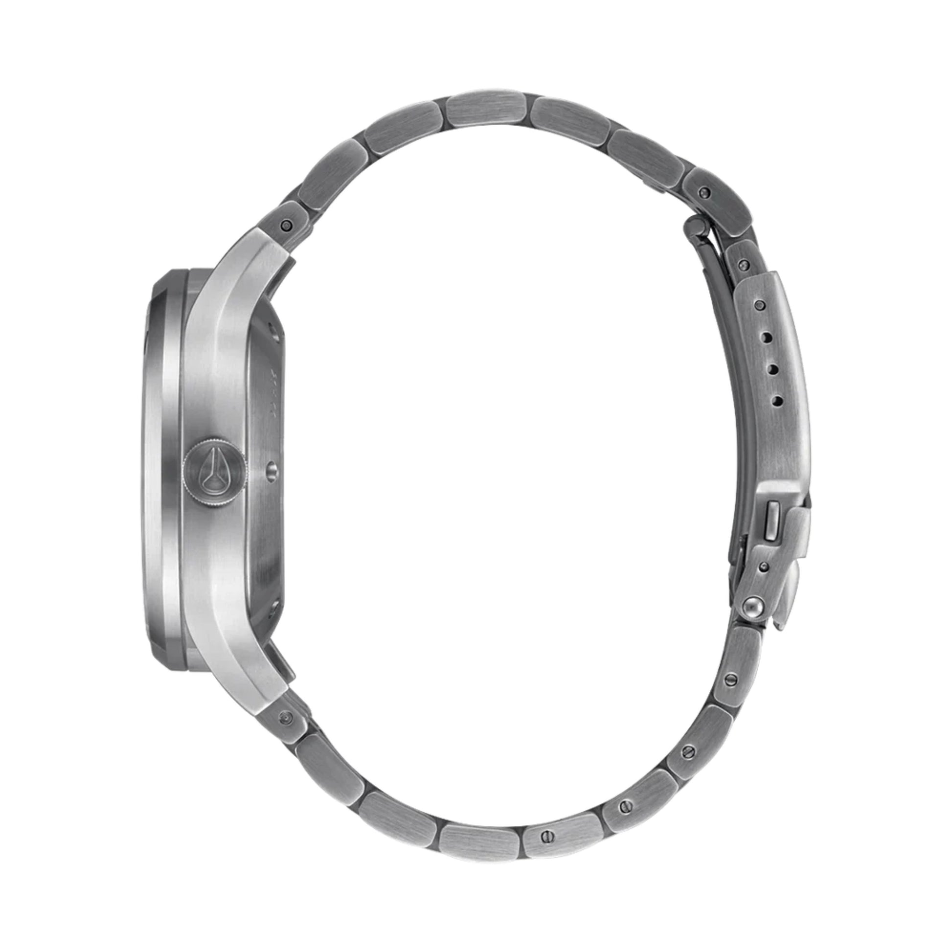 Relógio mecânico para homem Nixon Spectra Azul Marinho Sunray/Prateado. Foto da lateral.