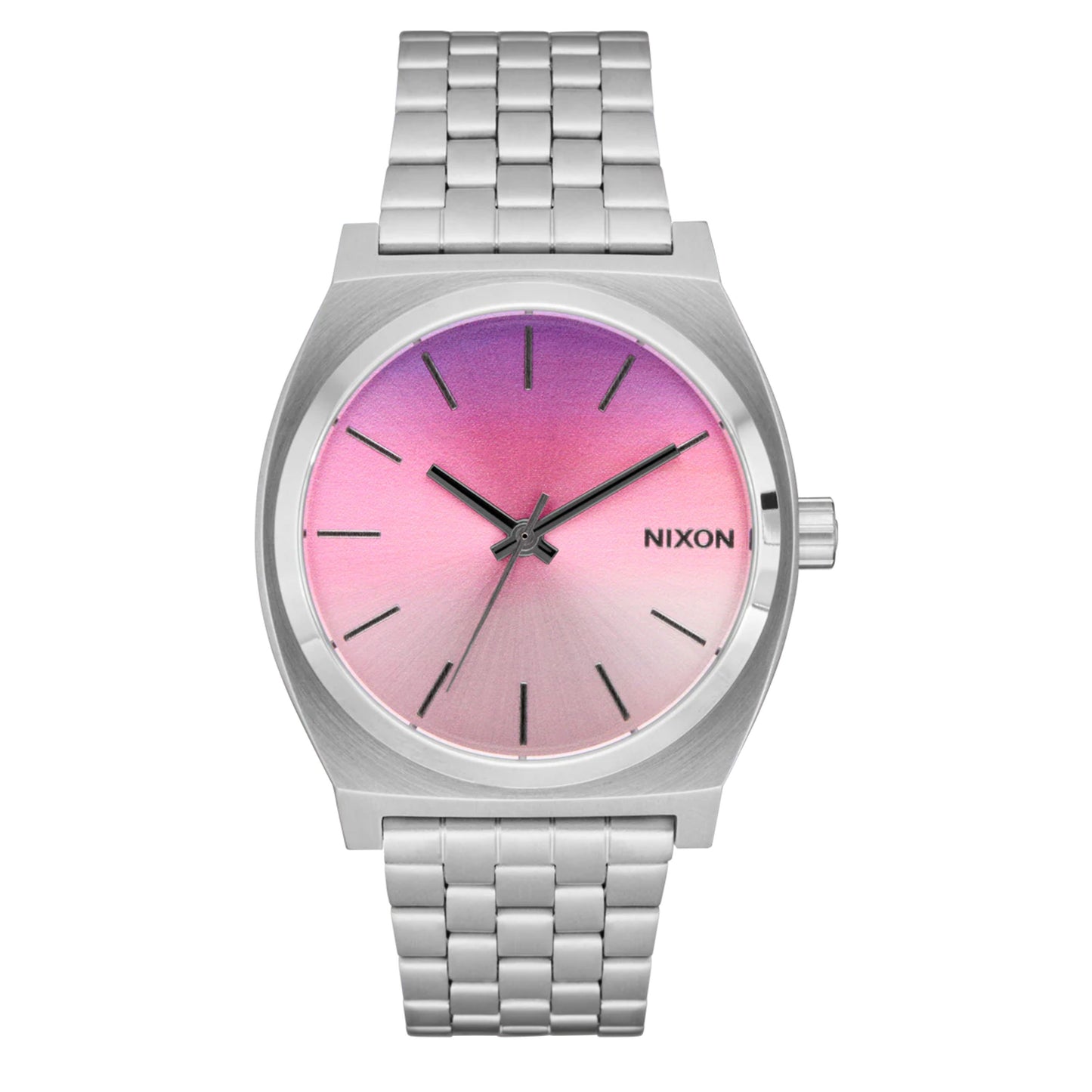 Relógio analógico unissexo Nixon Time Teller em Prateado/Dawn. Foto da parte da frente.