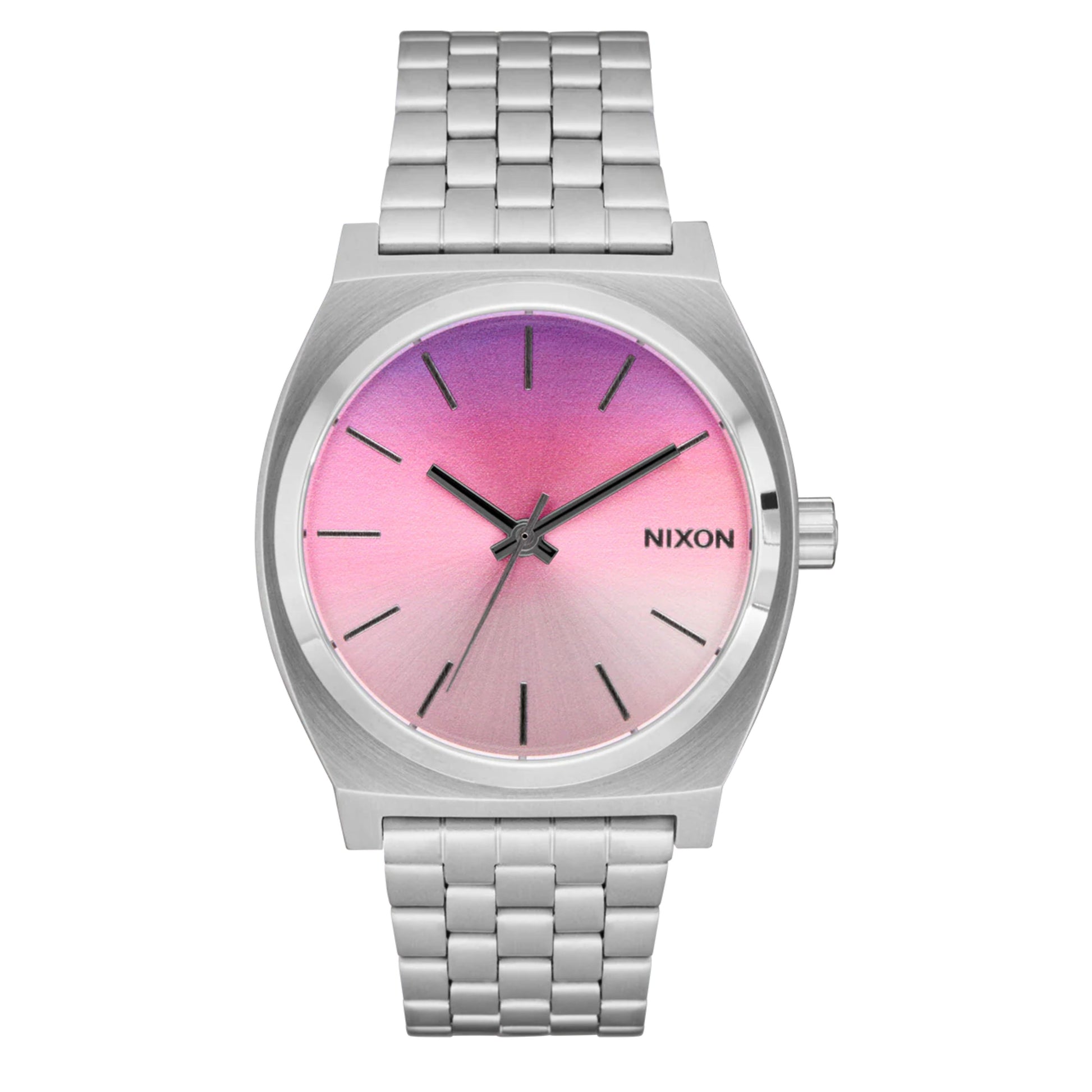 Relógio analógico unissexo Nixon Time Teller em Prateado/Dawn. Foto da parte da frente.