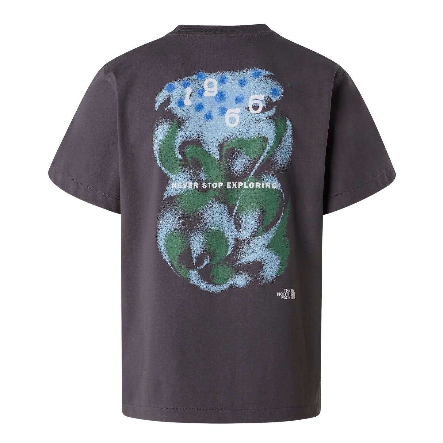 T-Shirt de manga curta para homem The North Face 1966 Motion Relaxed Graphic em Cinza Transcendent. Foto da parte de trás.