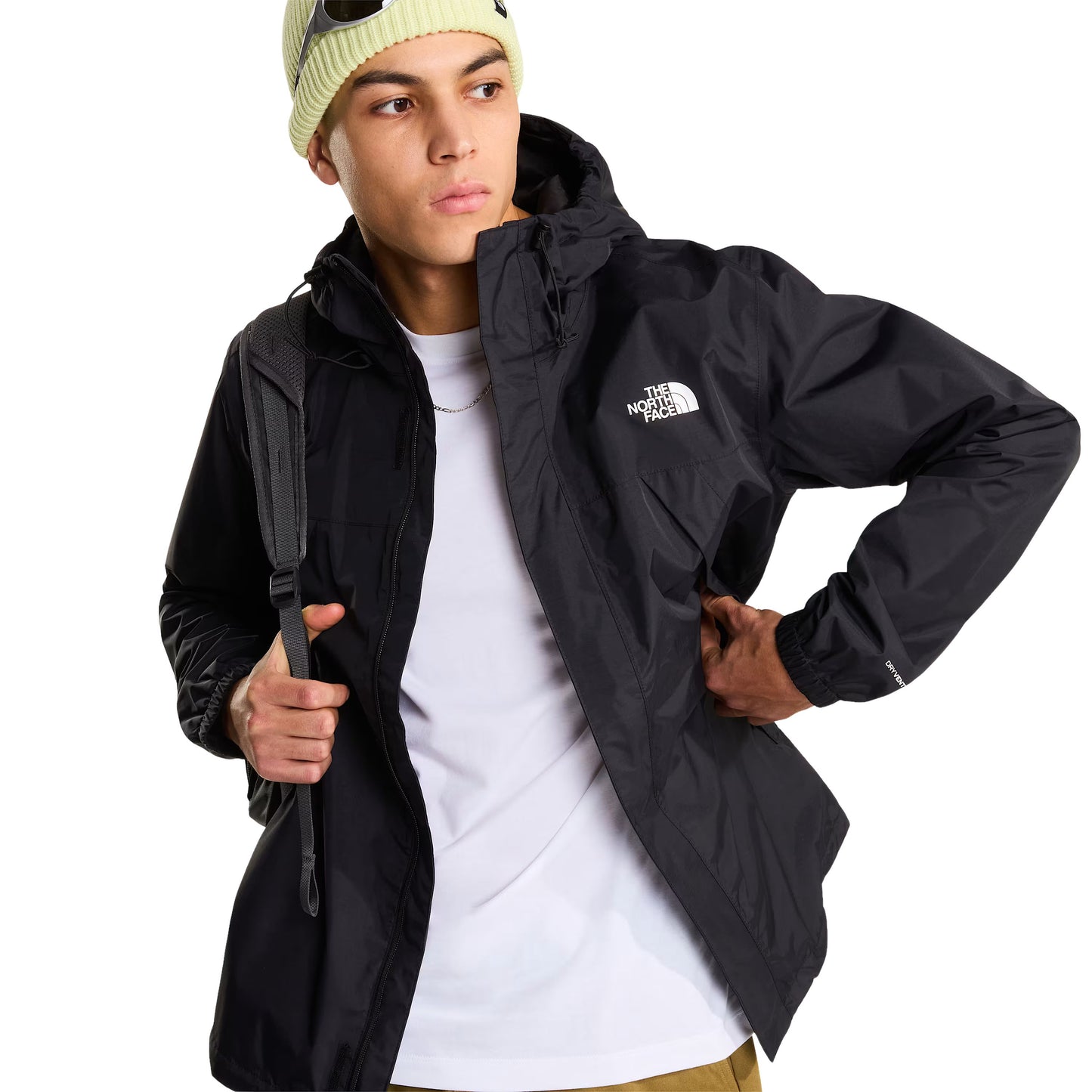 Casaco para homem The North Face Antora em Preto TNF. Foto da parte da frente, vestido.
