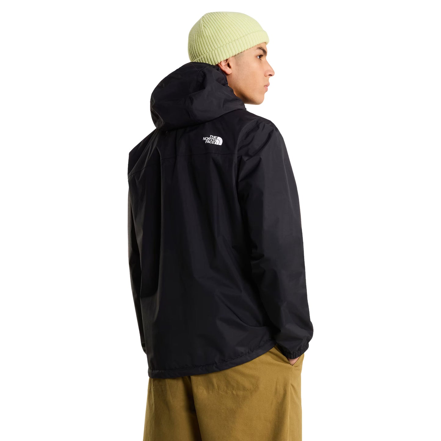 Casaco para homem The North Face Antora em Preto TNF. Foto da parte de trás, vestido.