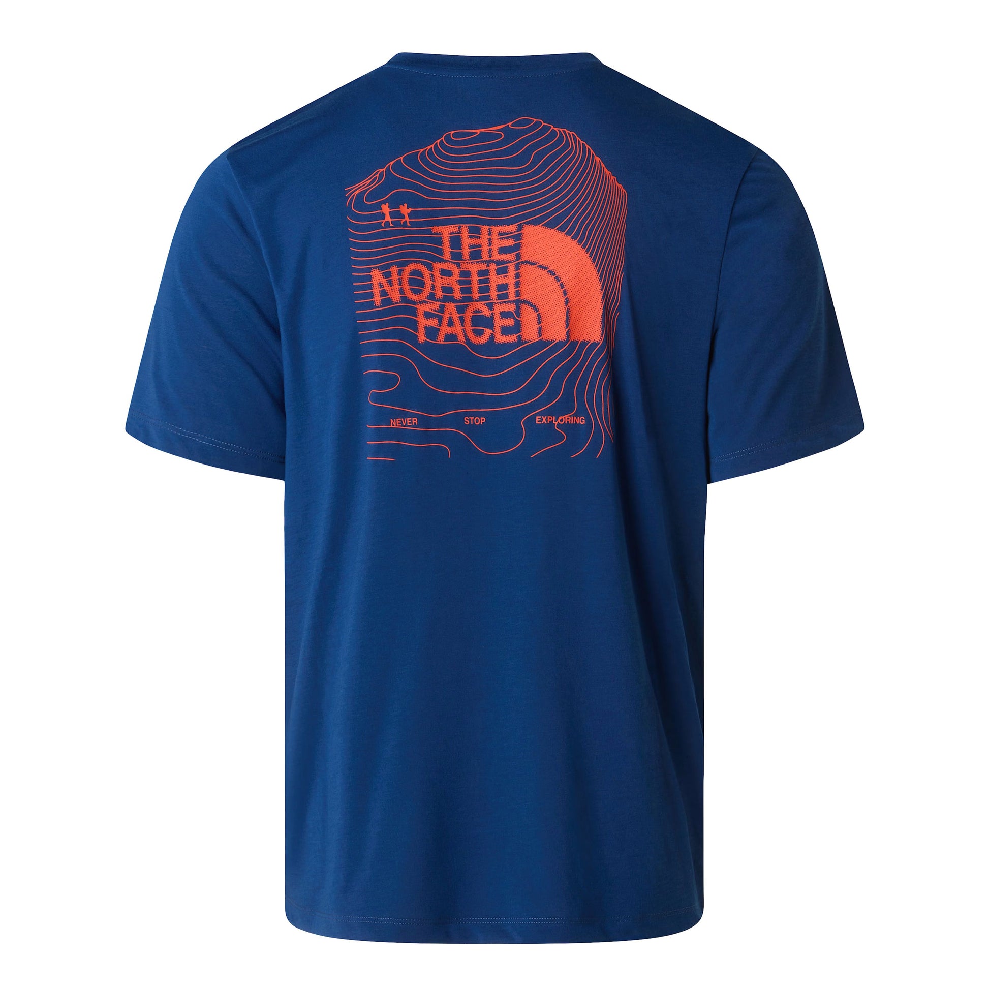 T-Shirt de manga curta para homem The North Face Bitmap Logo Graphic em Azul Estate. Foto da parte de trás.