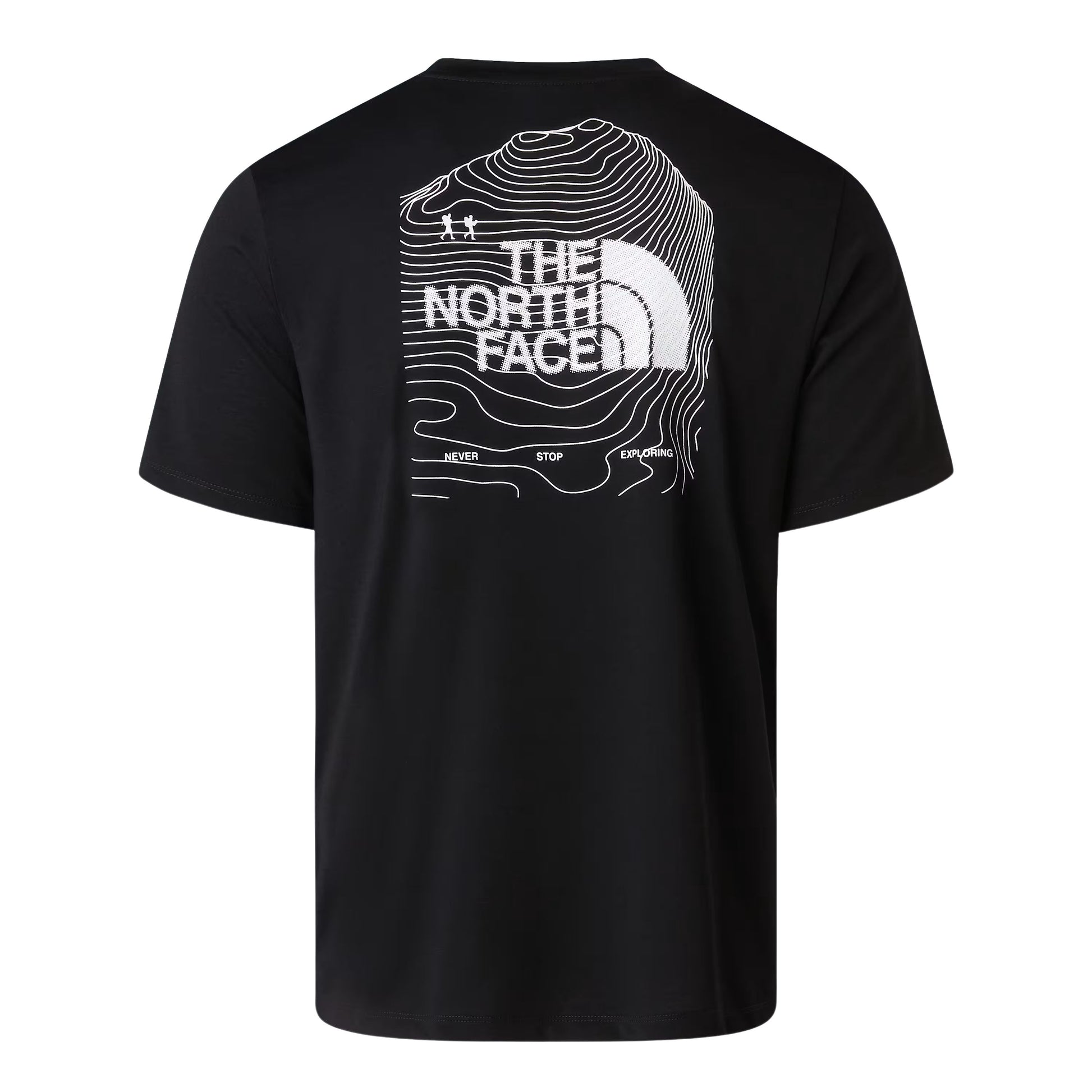 T-Shirt de manga curta para homem The North Face Bitmap Logo Graphic em Preto TNF. Foto da parte de trás.