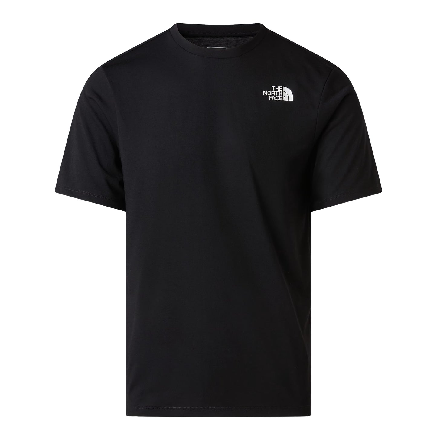 T-Shirt de manga curta para homem The North Face Bitmap Logo Graphic em Preto TNF. Foto da parte da frente, vestida.