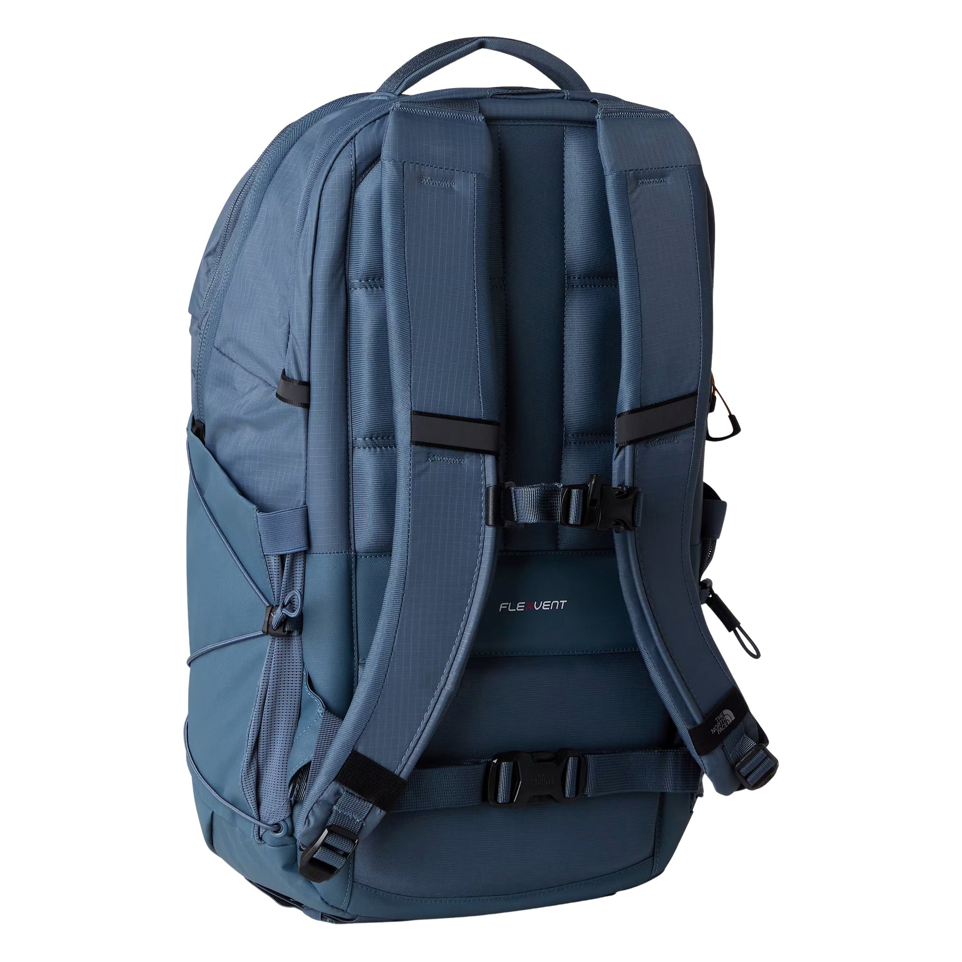 Mochila unissexo The North Face Borealis em Cinza Granite/Laranja Dust. Foto da parte de trás.