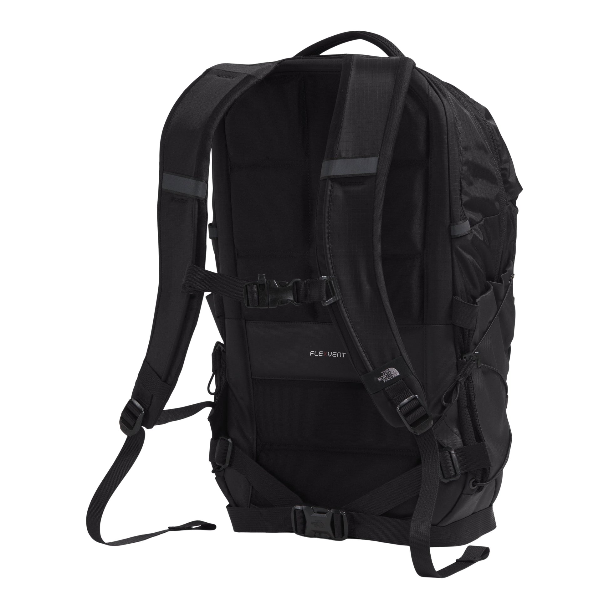 Mochila unissexo The North Face Borealis em TNF Black Patch/TNF White. Foto da parte de trás a 3/4.