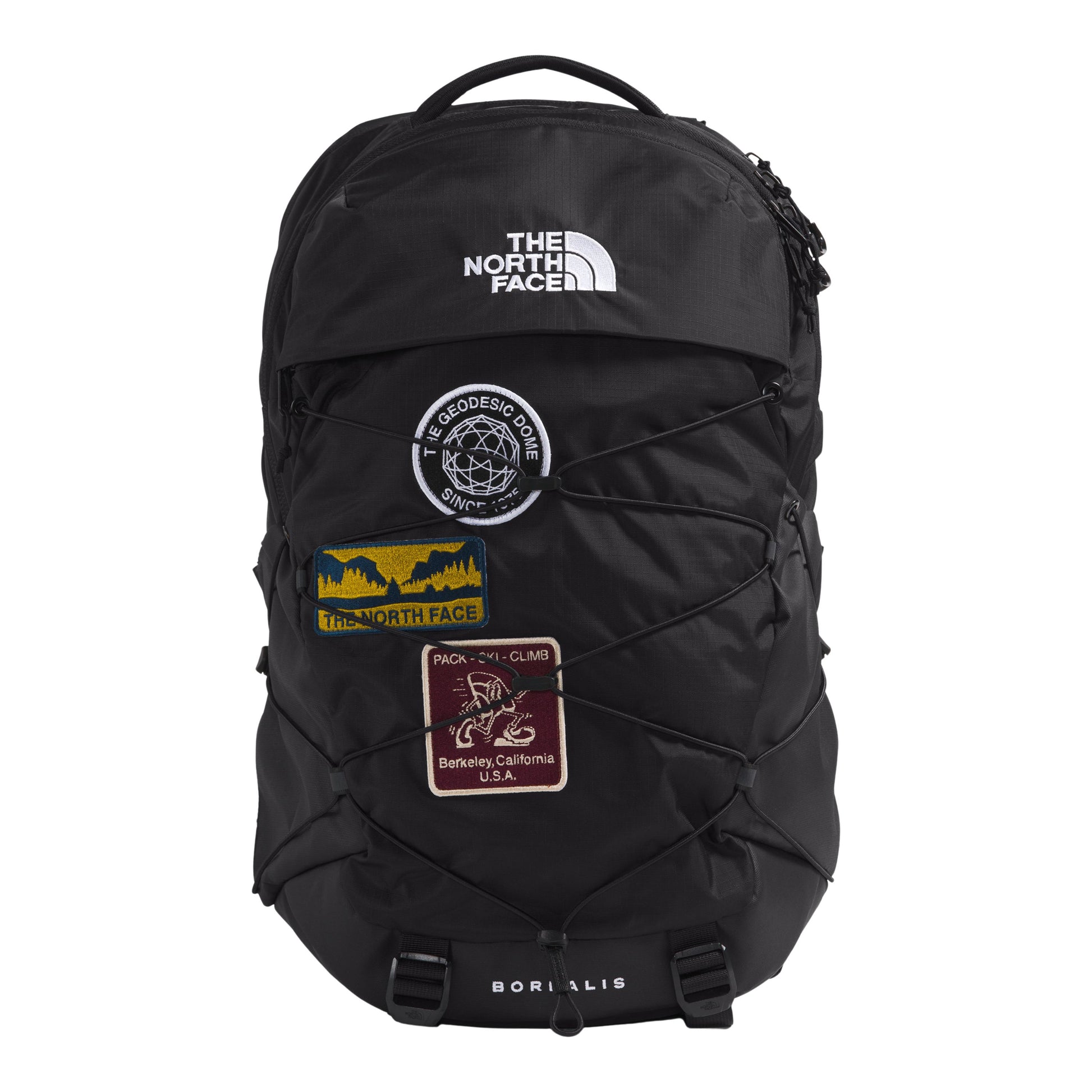Mochila unissexo The North Face Borealis em TNF Black Patch/TNF White. Foto da parte da frente.