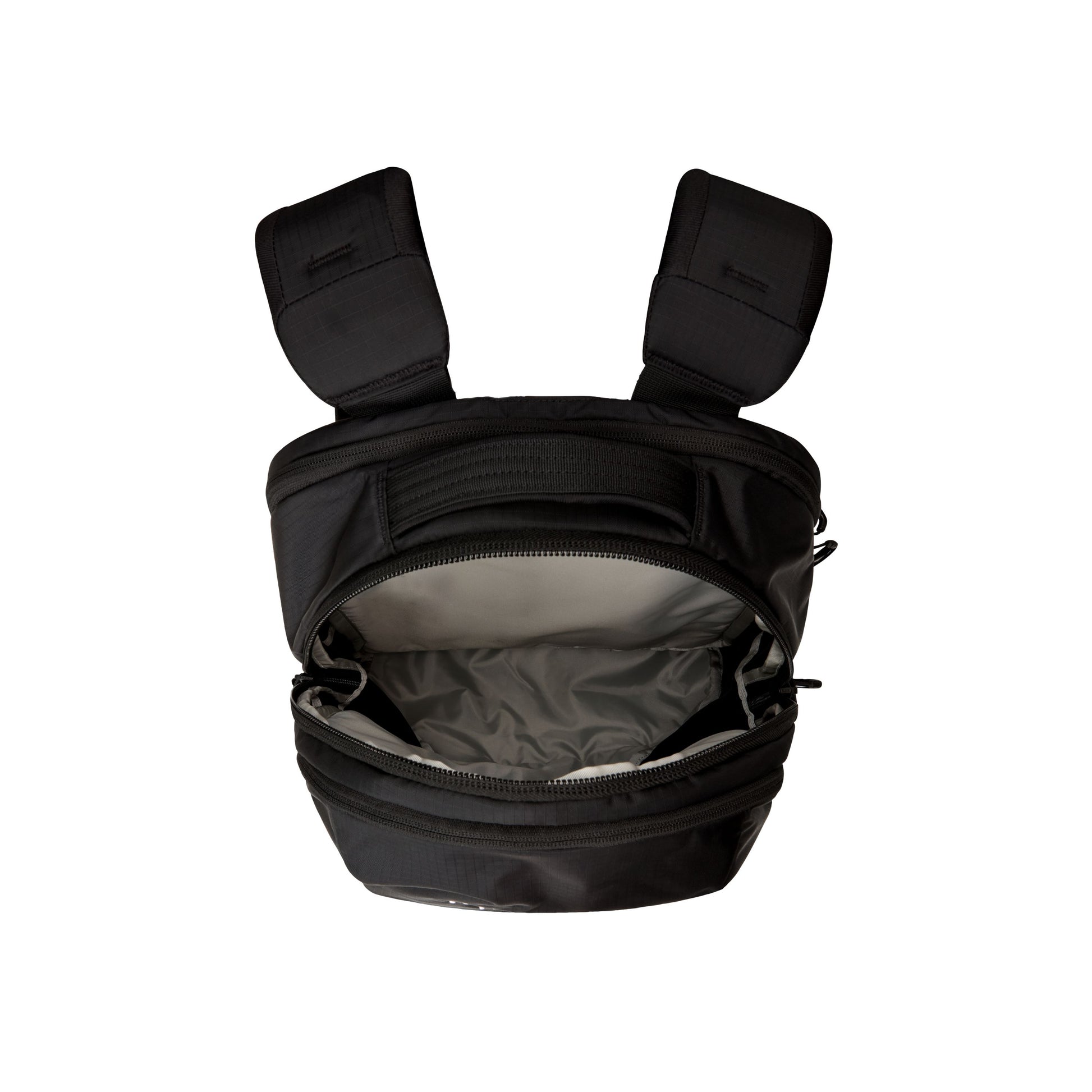 Mochila unissexo The North Face Borealis em TNF Black/TNF Black. Foto da parte de carga da mochila.