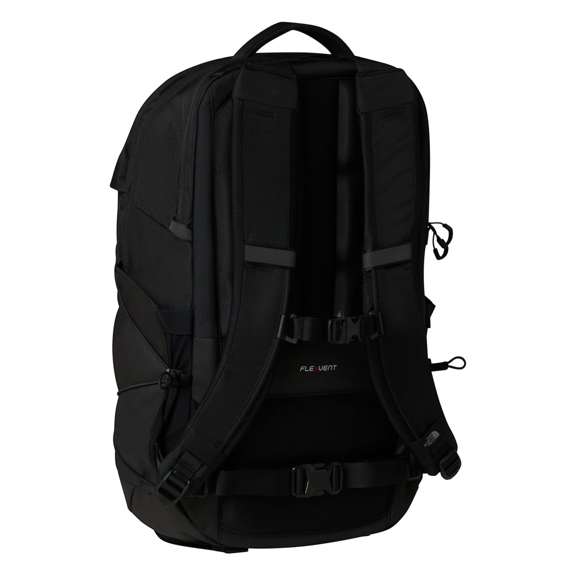 Mochila unissexo The North Face Borealis em TNF Black/TNF Black. Foto da parte de trás a 3/4.