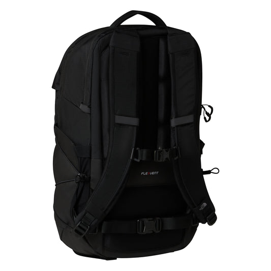Mochila unissexo The North Face Borealis em TNF Black/TNF Black. Foto da parte de trás a 3/4.
