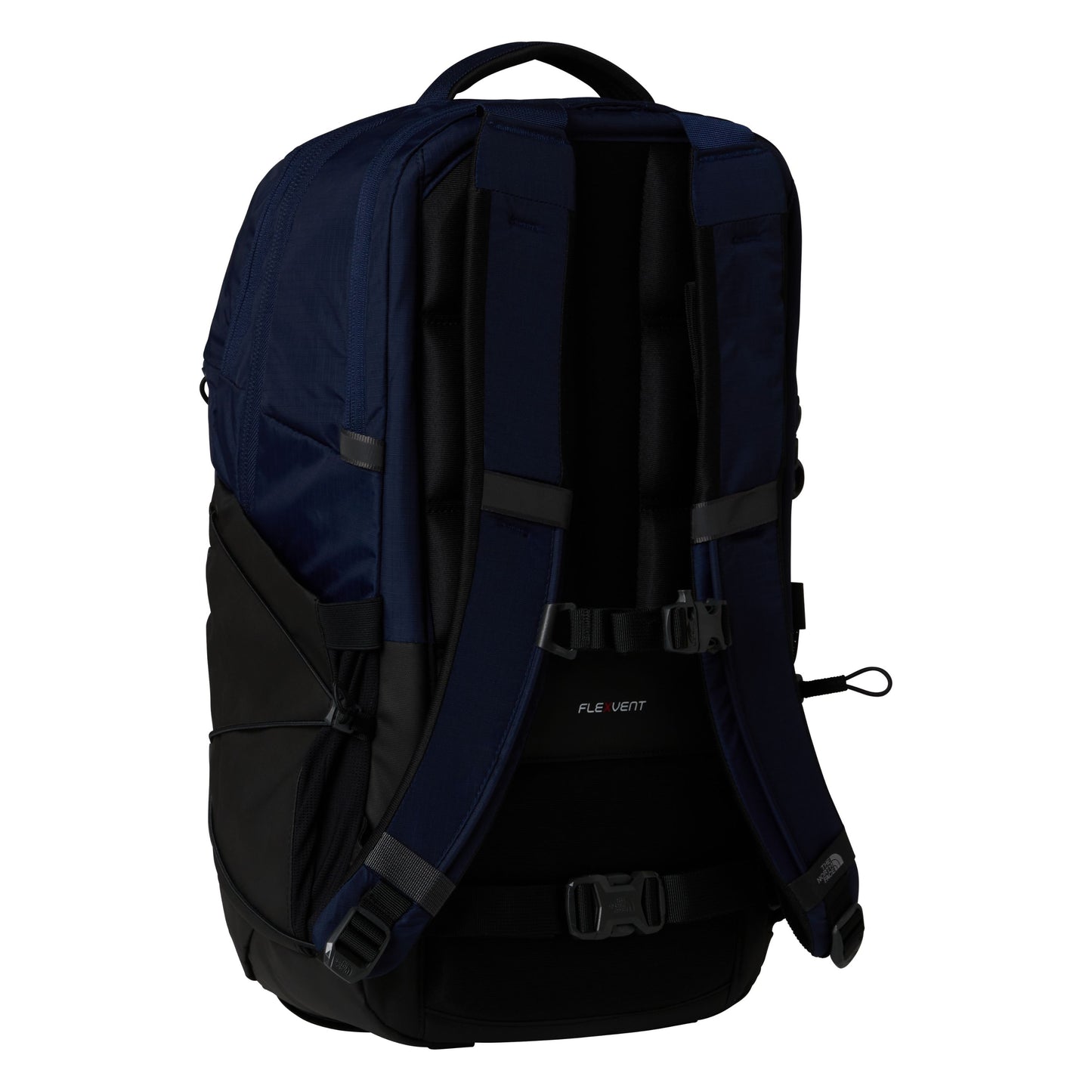 Mochila unissexo The North Face Borealis em TNF Navy/TNF Black. Foto da parte de trás a 3/4.