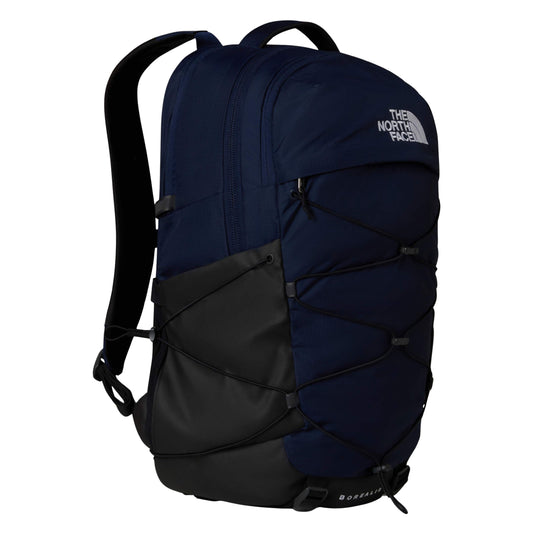 Mochila unissexo The North Face Borealis em TNF Navy/TNF Black. Foto da parte da frente a 3/4.