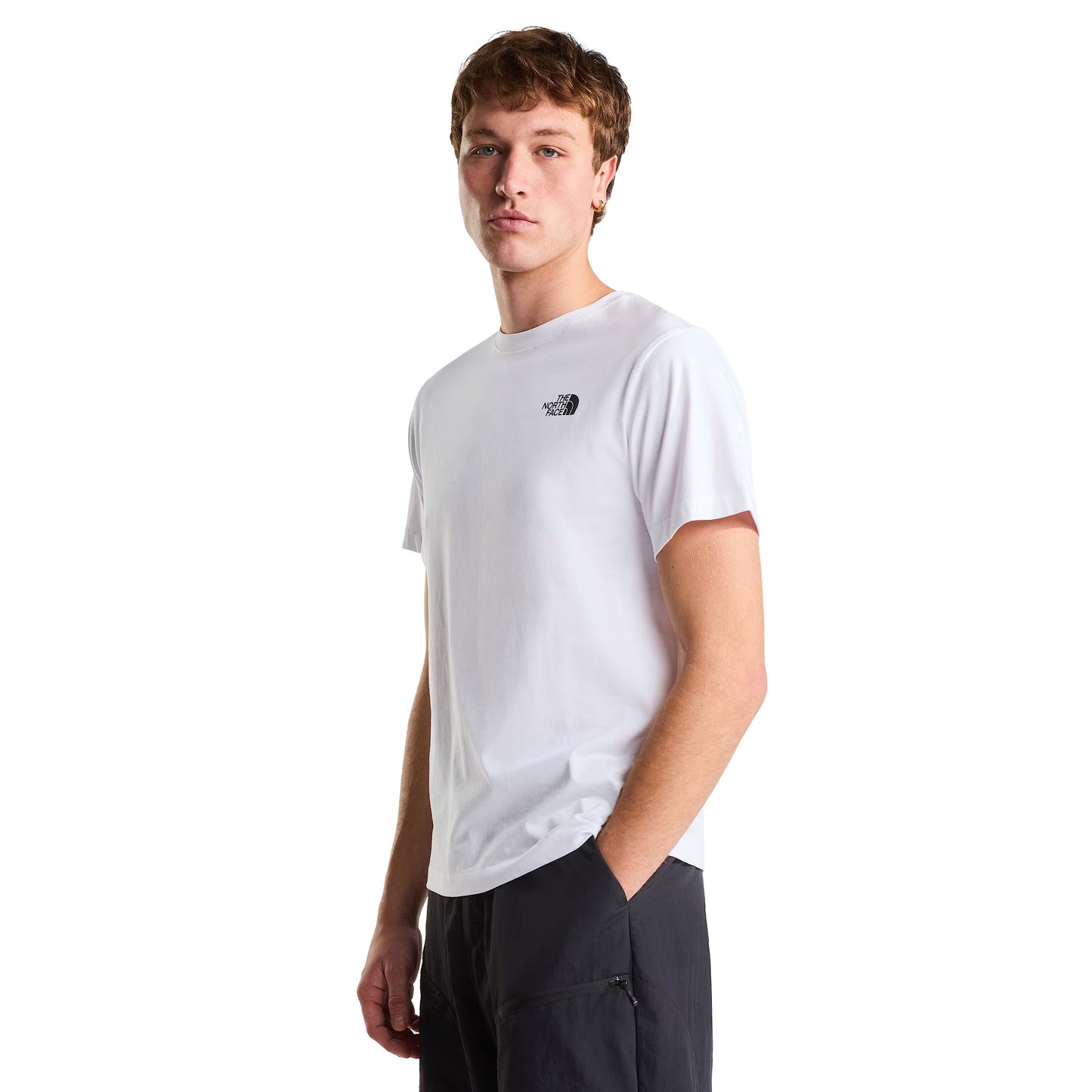 T-Shirt de manga curta para homem The North Face Box NSE Energy Regular em Branco TNF. Foto da parte da frente, vestida.
