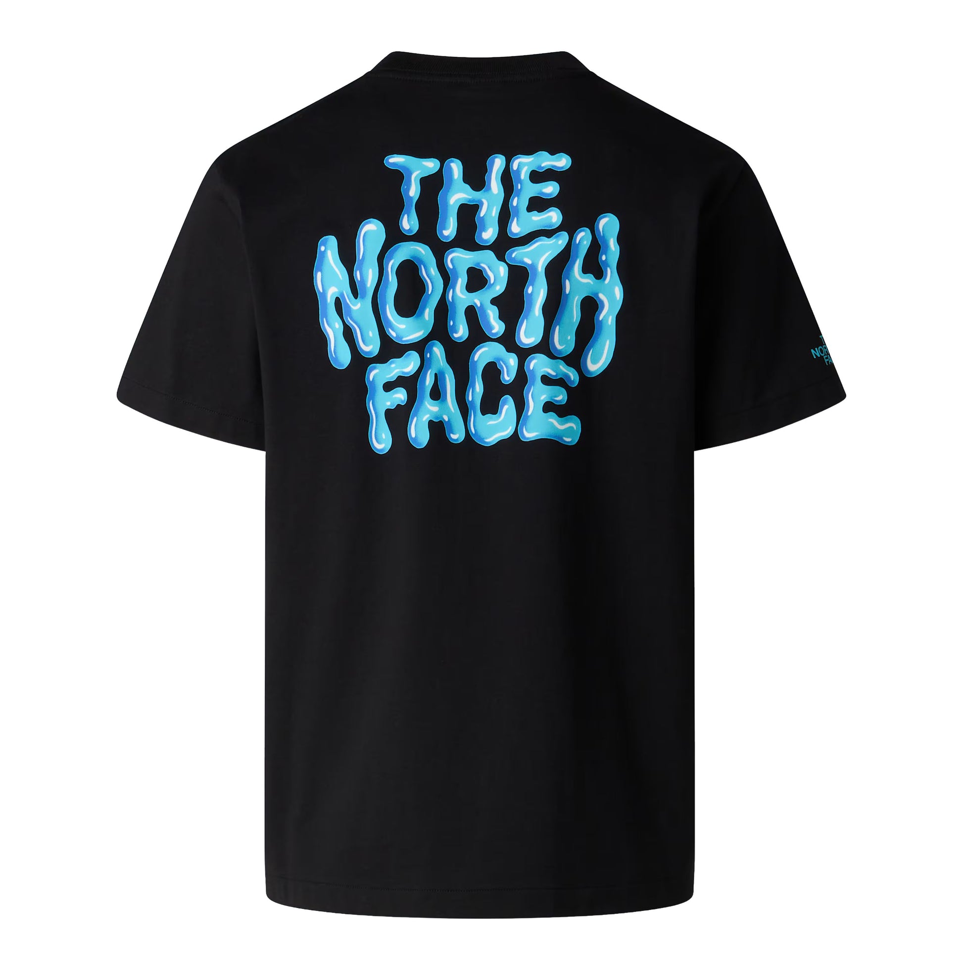T-Shirt de manga curta para homem The North Face Drip Logo Graphic em Preto TNF. Foto da parte de trás.