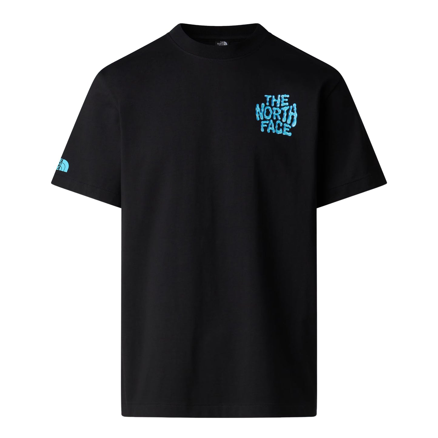 T-Shirt de manga curta para homem The North Face Drip Logo Graphic em Preto TNF. Foto da parte da frente.