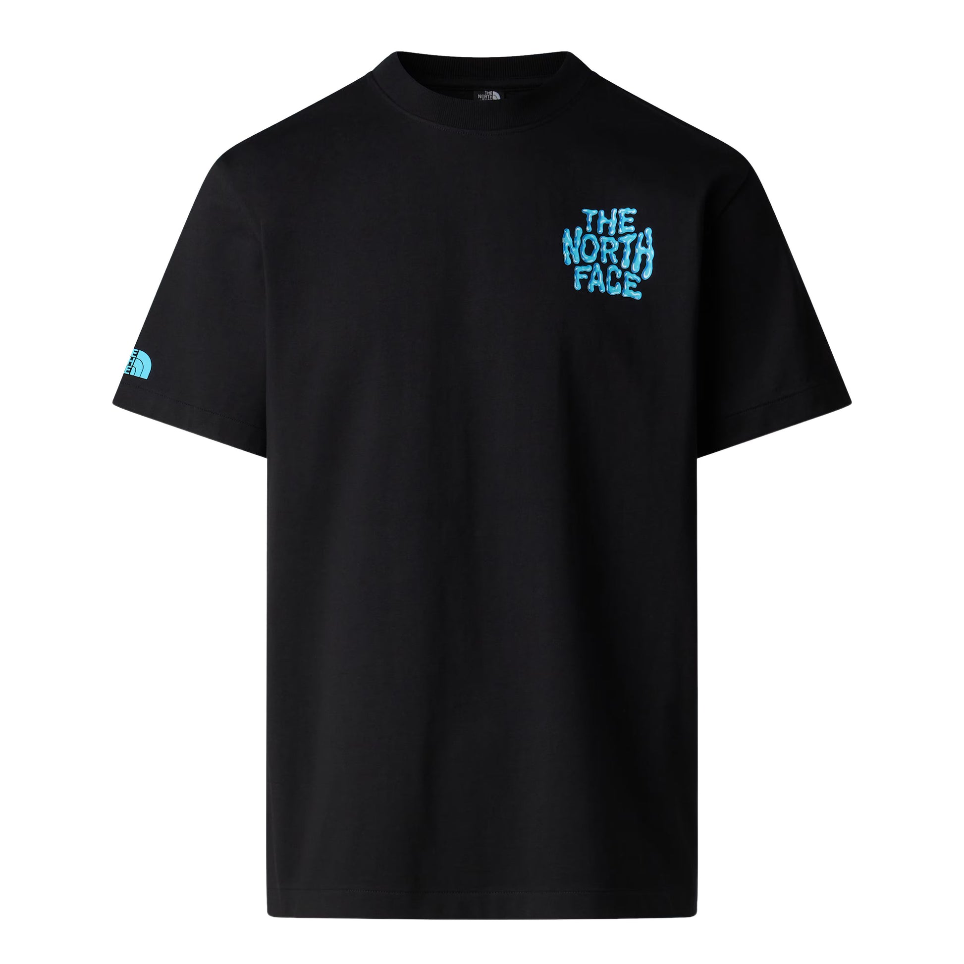 T-Shirt de manga curta para homem The North Face Drip Logo Graphic em Preto TNF. Foto da parte da frente.