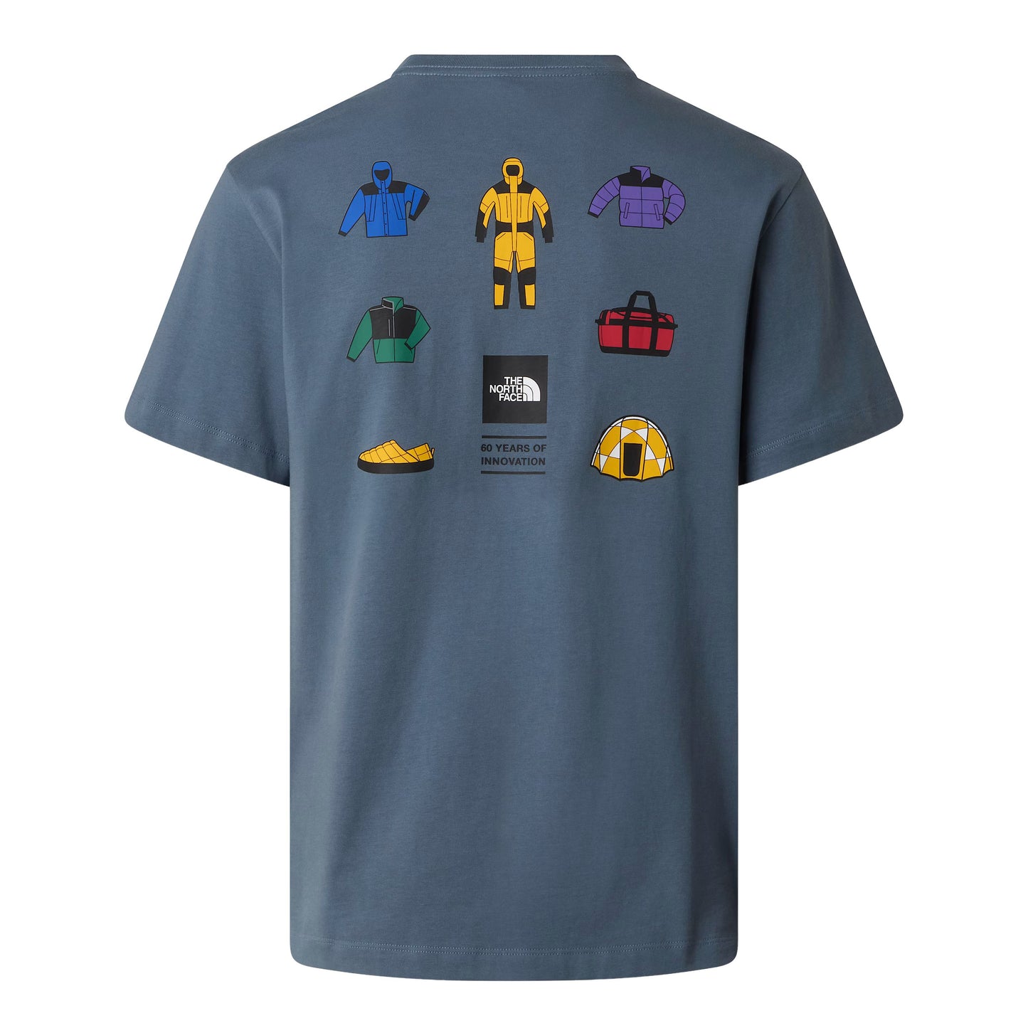 T-Shirt de manga curta para homem The North Face Icon Celebration Regular em Cinza Granite. Foto da parte de trás.