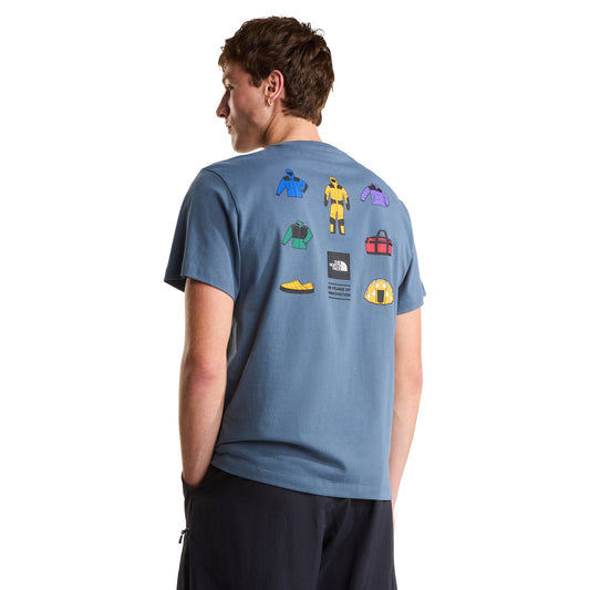 T-Shirt de manga curta para homem The North Face Icon Celebration Regular em Cinza Granite. Foto da parte de trás, vestida.