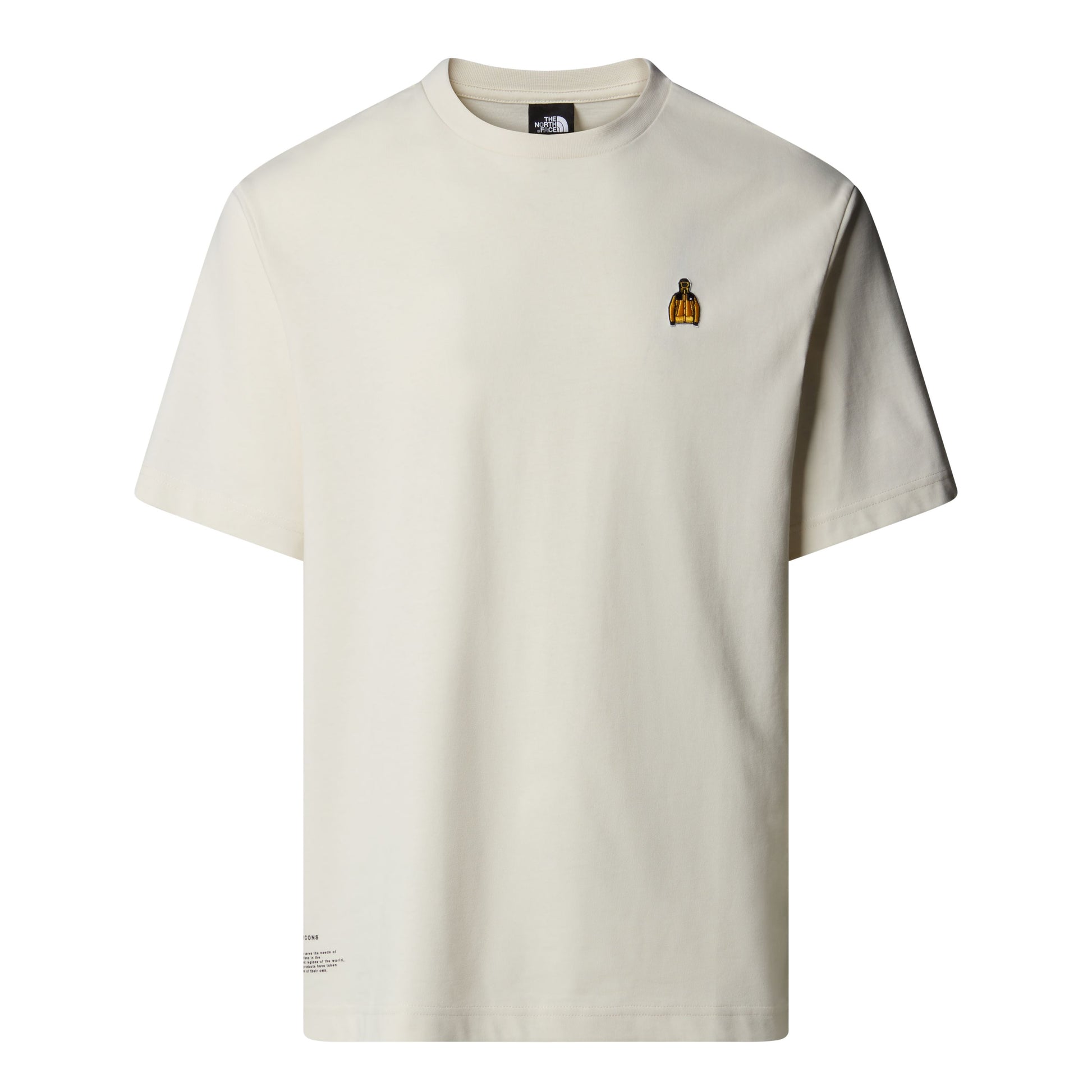 T-Shirt de manga curta para homem The North Face Icon Mountain Jacket em Branco Dune. Foto da parte da frente.