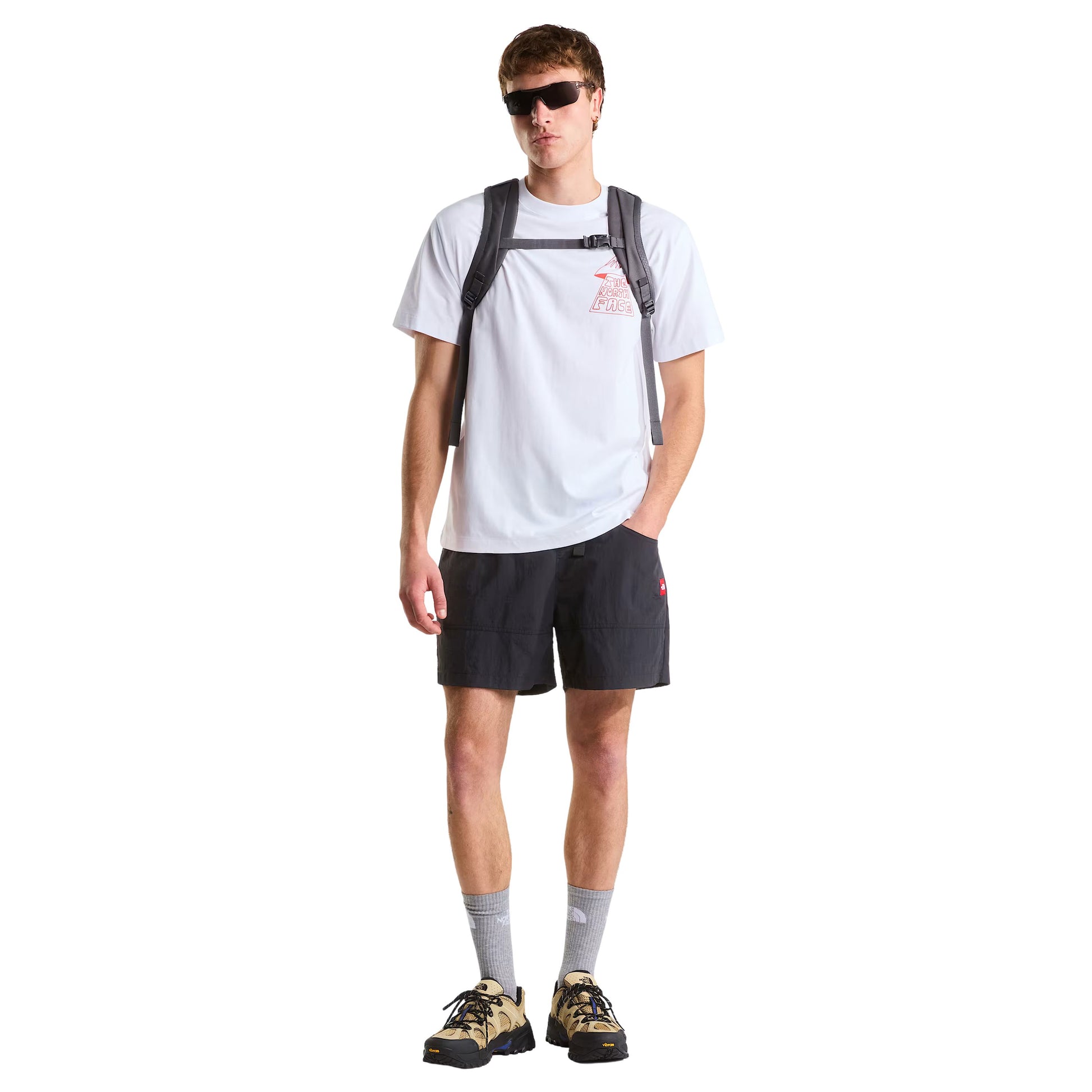 Mochila unissexo The North Face Jester em Cinza Anthracite/Smoked Pearl/Fizz Lime. Foto da parte da frente.