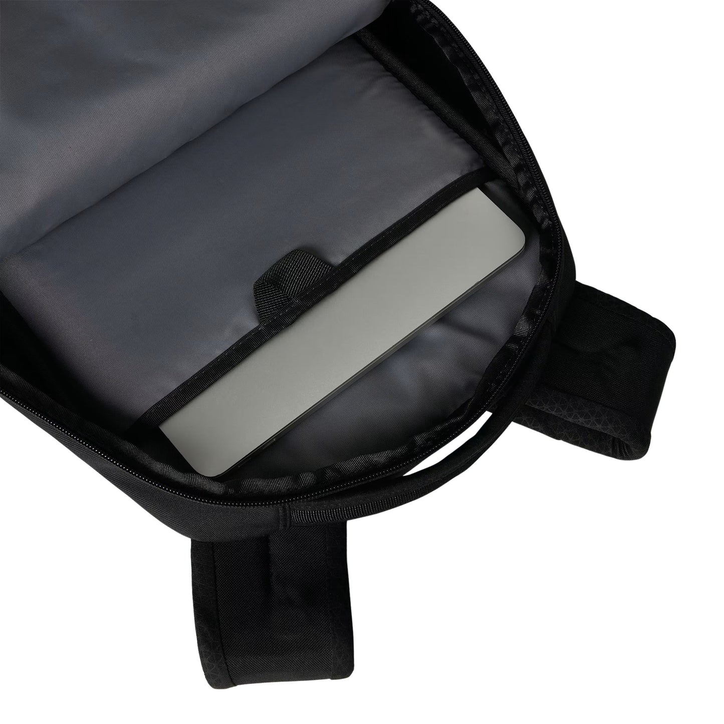 Mochila unissexo The North Face Jester em Preto TNF/NPF. Foto de detalhe da bolsa interior e laptop sleeve.