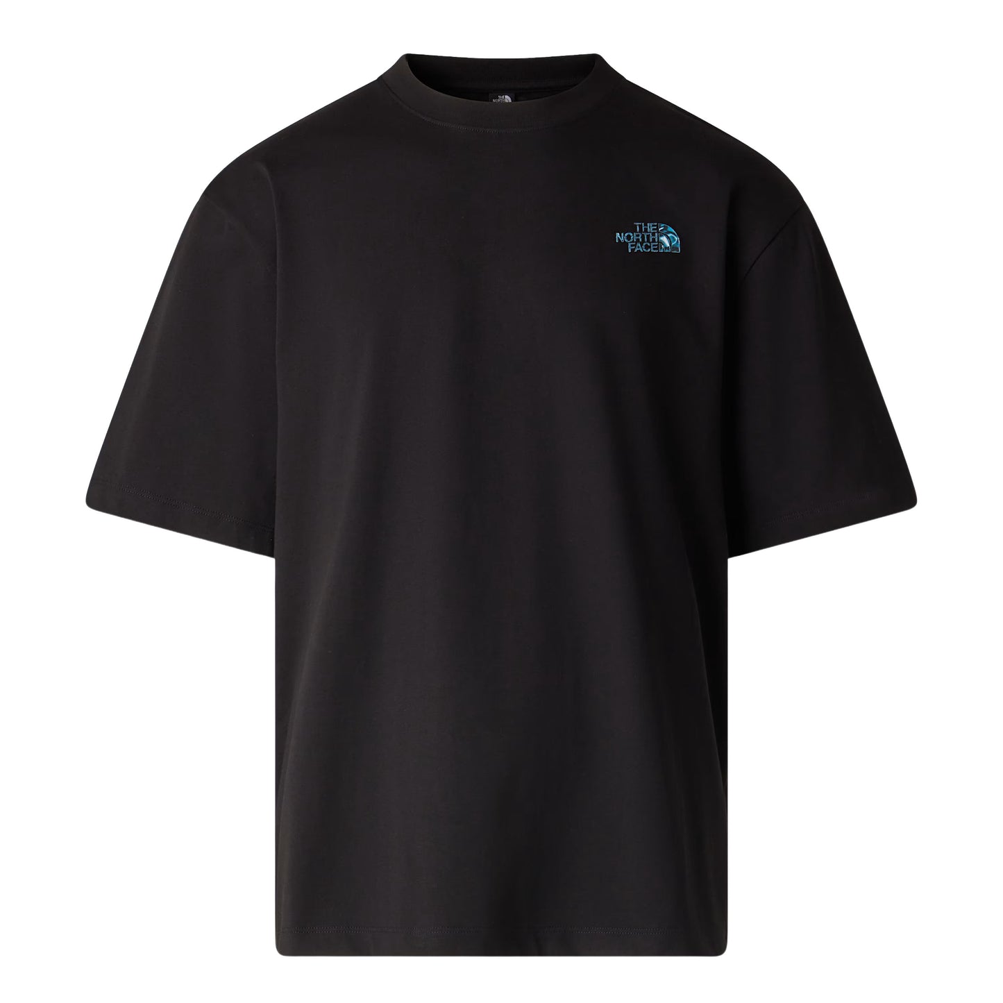 T-Shirt de manga curta para homem The North Face Liquid Box NSE Oversize em Preto TNF. Foto da parte da frente.