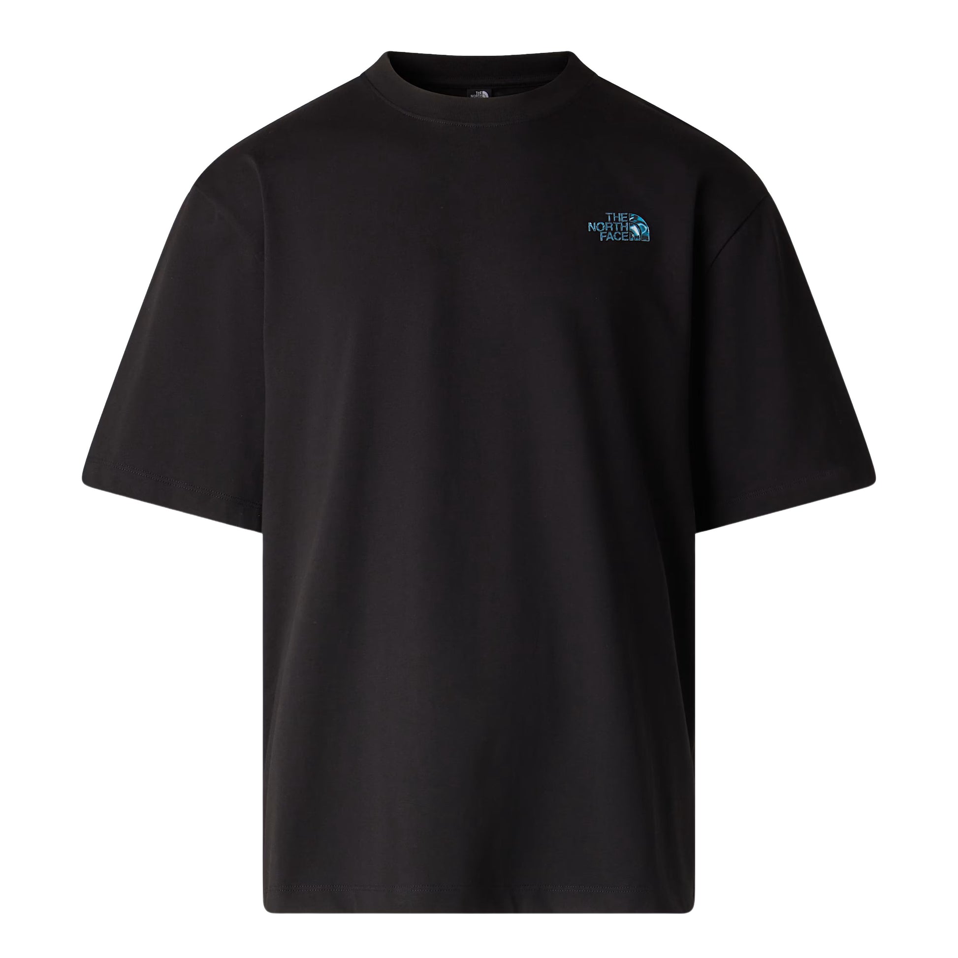 T-Shirt de manga curta para homem The North Face Liquid Box NSE Oversize em Preto TNF. Foto da parte da frente.
