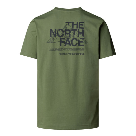 T-shirt de manga curta para homem The North Face Mountain Sketch em Bark Mist. Foto da parte de trás.