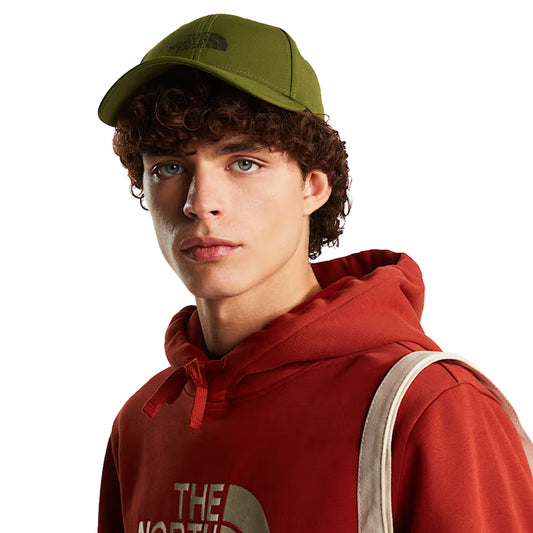 Boné unissexo The North Face Recycled 66 Classic em Verde Woodland. Foto da parte da frente.