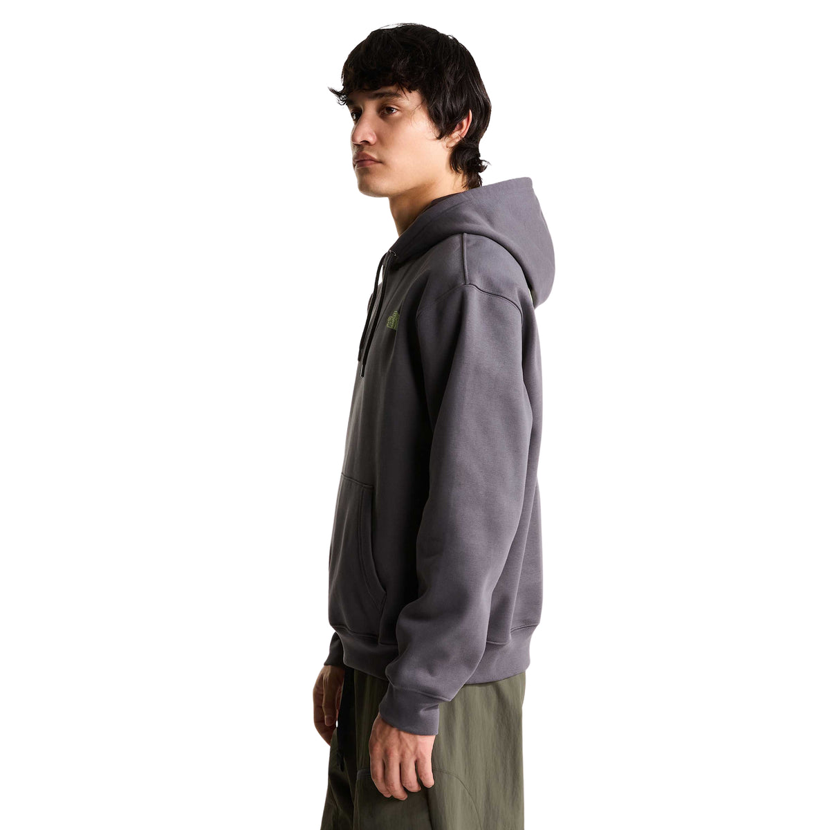 Vista lateral da sweat com capuz The North Face NSE Slopes em Anthracite Grey.